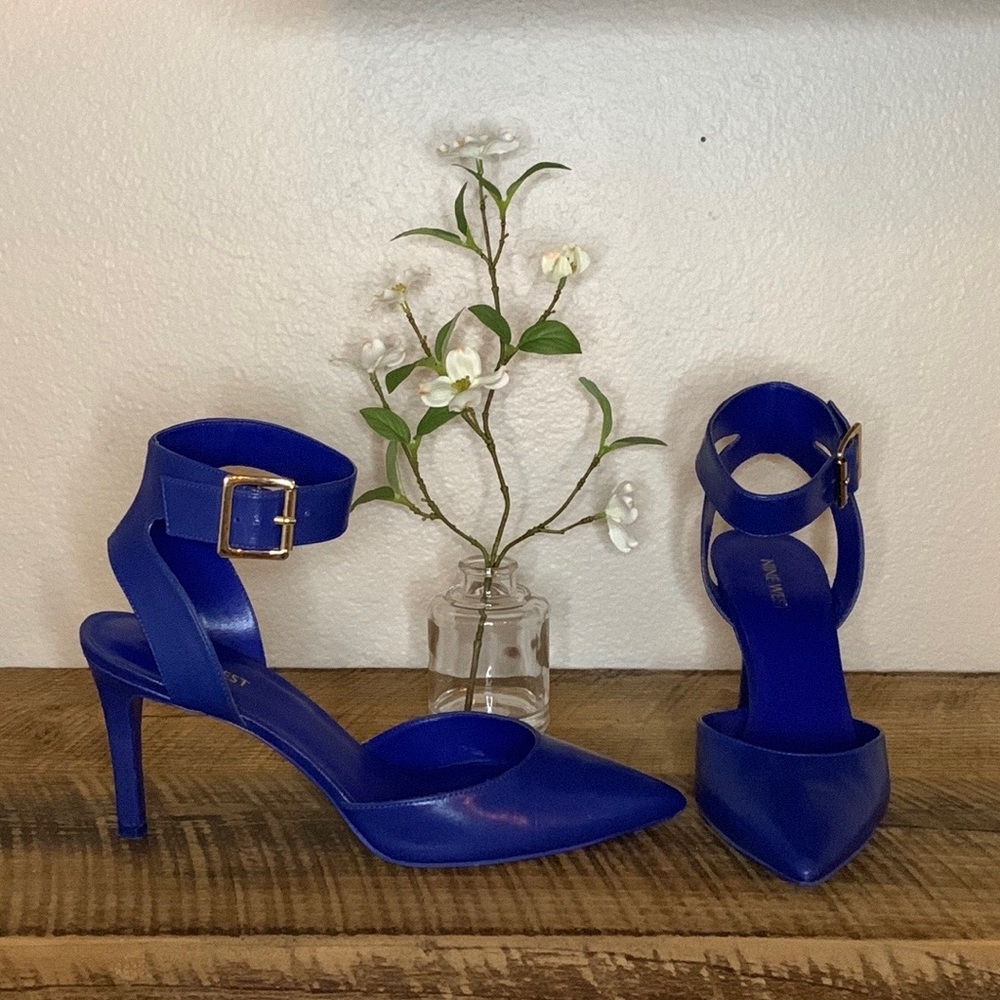 Nine West Callen Ankle Strap Heels, Deep blue, 9M
